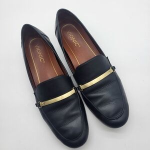 Vionic Women's Black Loafers T Bar Gold Accent